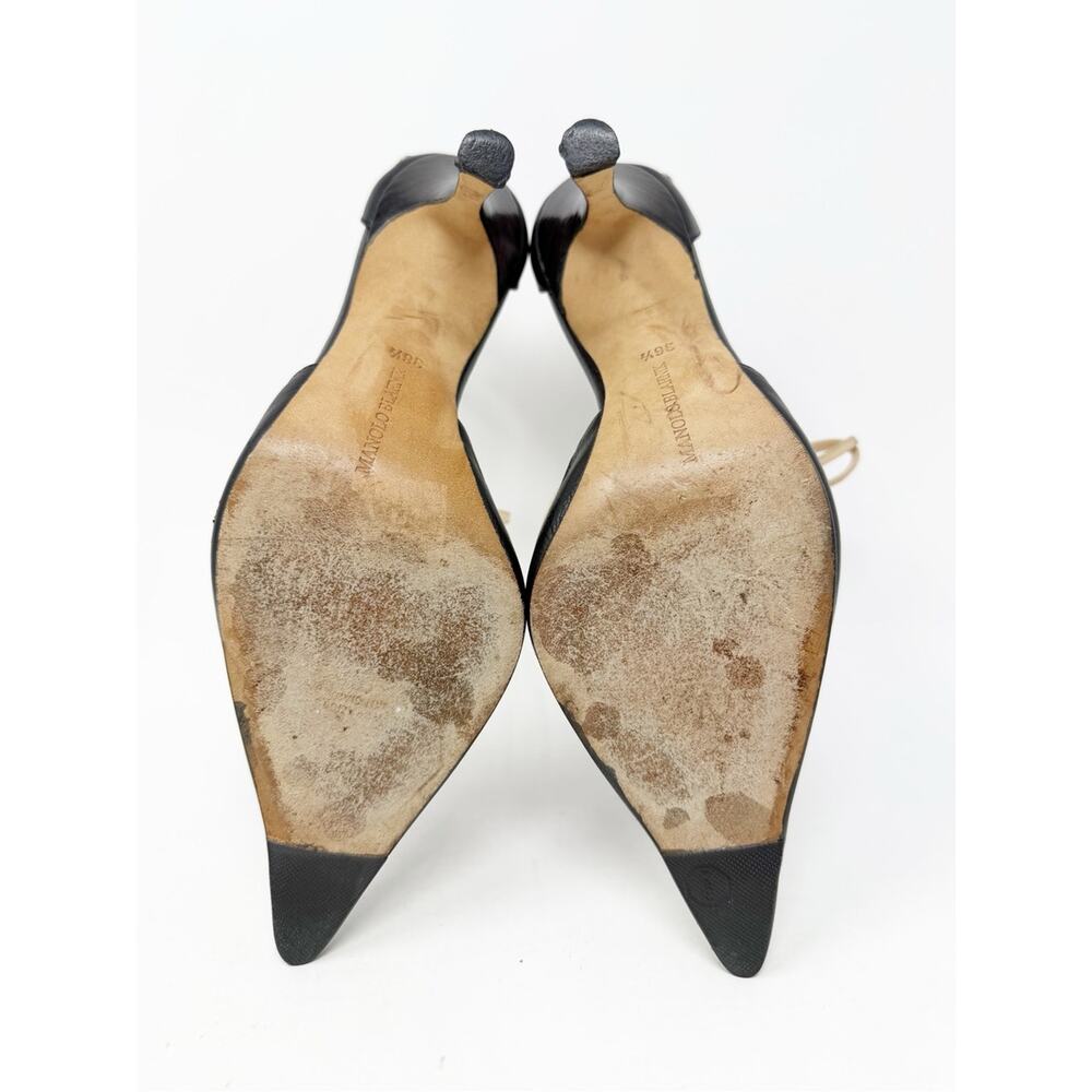 Manolo Blahnik Vintage Lace Up Pointed Toe Heels Womens Size EU 36.5 - Picture 9 of 12